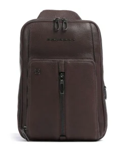 Piquadro Wollem Sling bag 10″ grained cow leather dark brown Clearance