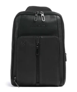 Piquadro Wollem Sling bag 10″ grained cow leather black Sale